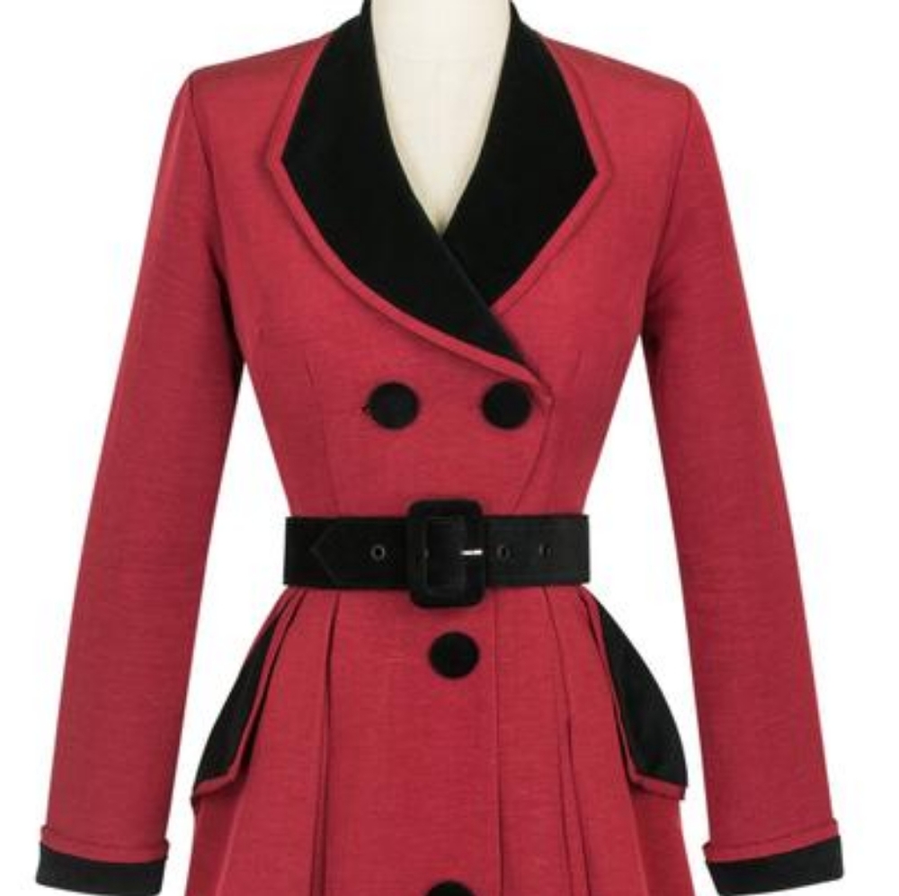 FONTAINE COAT DRESS - RED RIBBED RAYON Trashy Diva - Picture 2 of 16